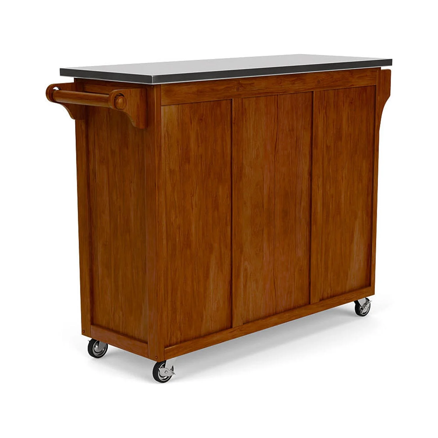 Homestyles Create-a-Cart Solid Wood Kitchen Cart in Cherry/Stainless Steel Top