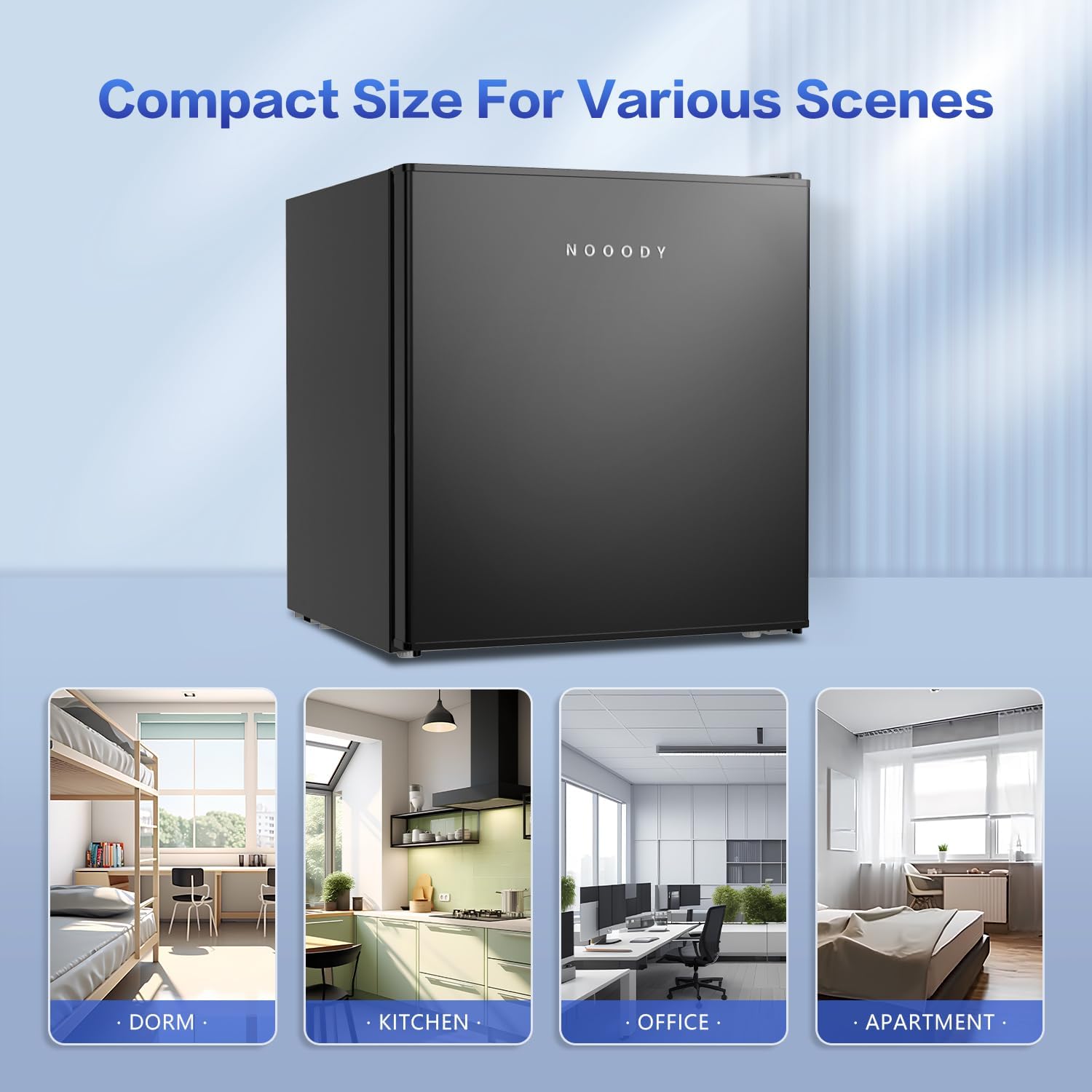 Mini Fridge with Freezer, 1.6 Cu.ft Mini Refrigerator, Energy-efficient, Low Noise, Mini Fridge for Bedroom, Office and Dorm(Black)