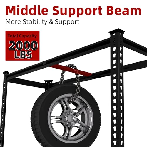5 Tier Garage Storage Shelves - 32" W x 16" D x 63" H Adjustable Heavy Duty Metal Shelving Unit, Garage Shelving Utility Storage Rack for Basement, Pantry, Kitchen, Black, 2 PCS