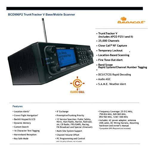 Uniden BCD996P2 TrunkTracker V Digital Mobile Scanner