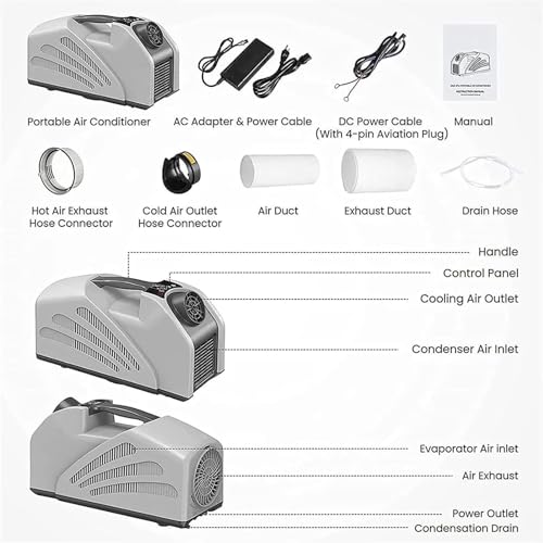 2350 BTU Portable Air Conditioners ABS Aluminium Alloy Fast Cooling Outdoor Air Conditioner Low Power Consumption DC24V 210W