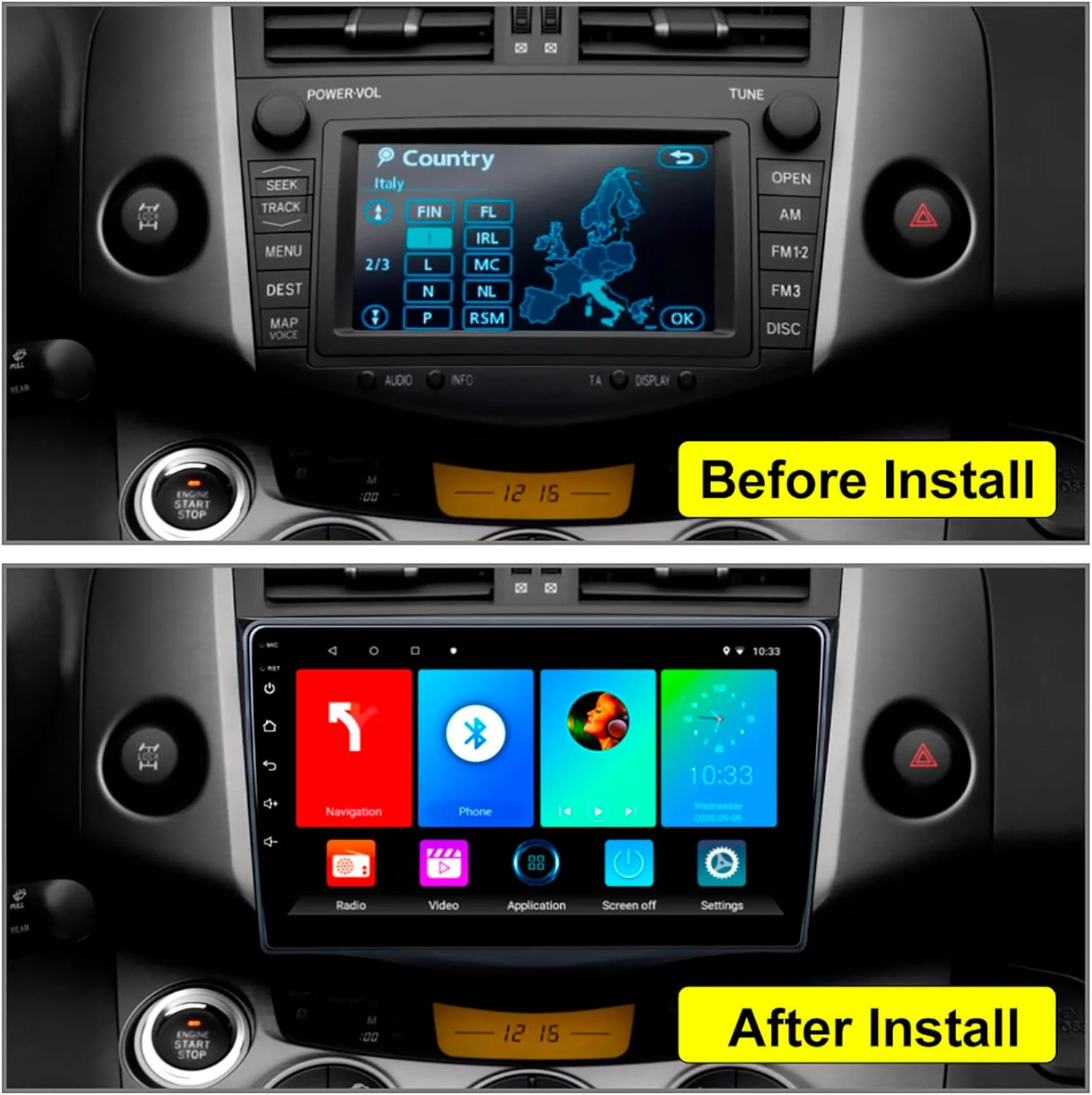 THONZER Car Radio for Toyota RAV4 2005-2013, Android 11 Touch Screen 9 Inch IPS Car Stereo with Carplay and Android Auto, Support Bluetooth Hands-Free/Mirror Link/FM/WiFi/GPS Navigation 1+32GB - Curated Treasures Market