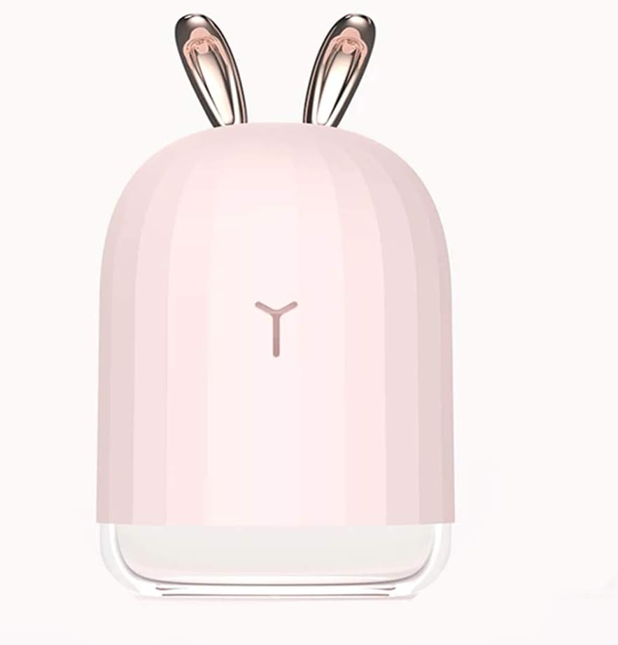Mini Portable Desk Humidifier - Cute Rabbit USB Cool Mist Air Humidifier with Night Light for Bedroom Office Desktop Car Travel