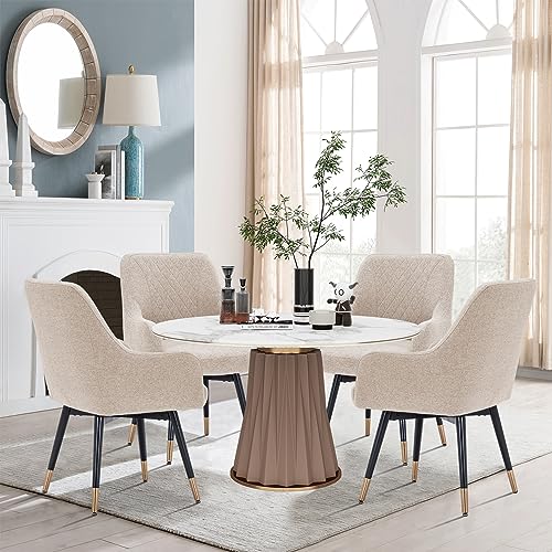Yongchuang Swivel Dining Chairs with Arms Set of 2 Modern Accent Chairs for Kitchen Dining Room Living Room Side Chairs Upholstered Armchair Gray