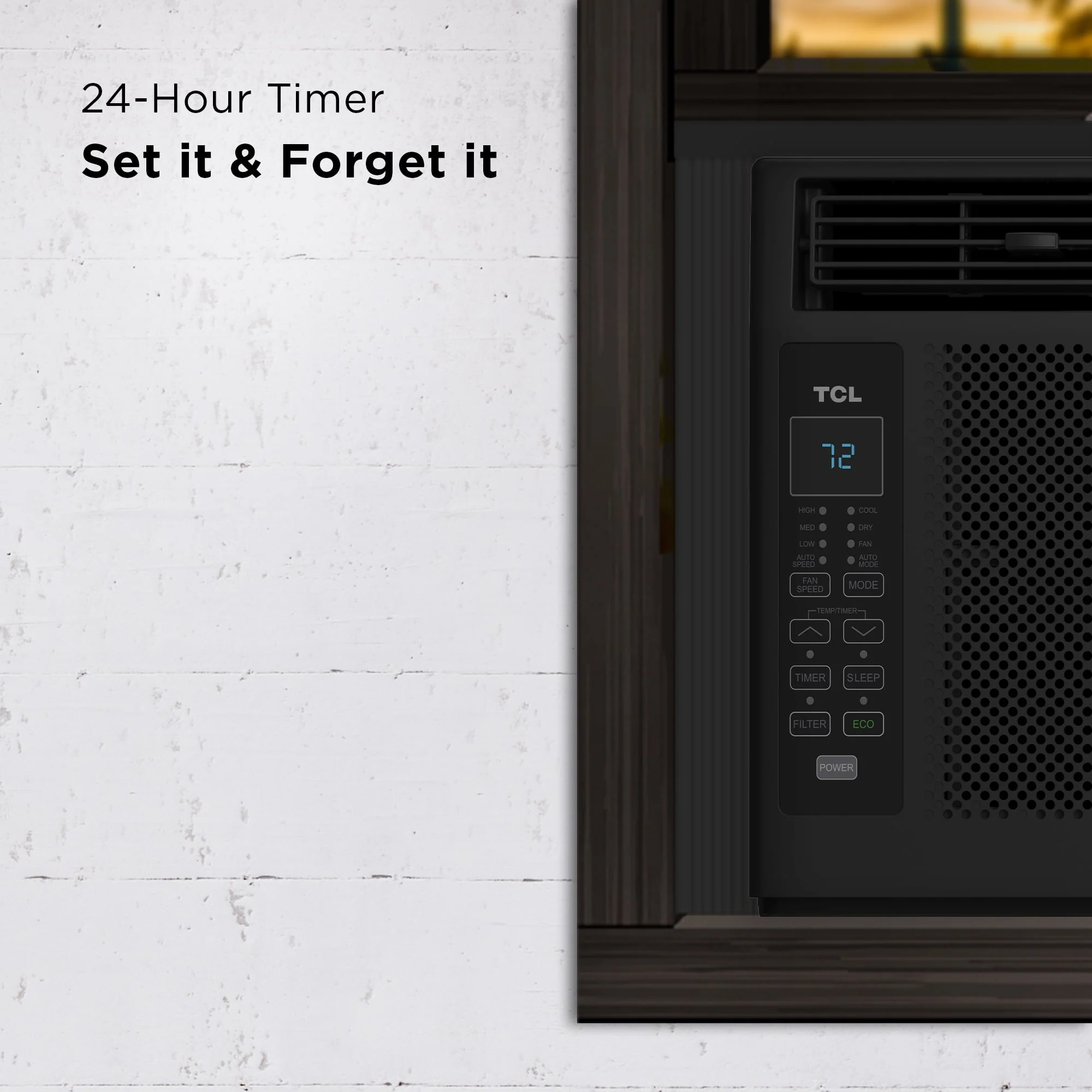 TCL 6,000 BTU Window Air Conditioner, 250 sq. ft., LED Display, Included Remote, Black, W6W32-B