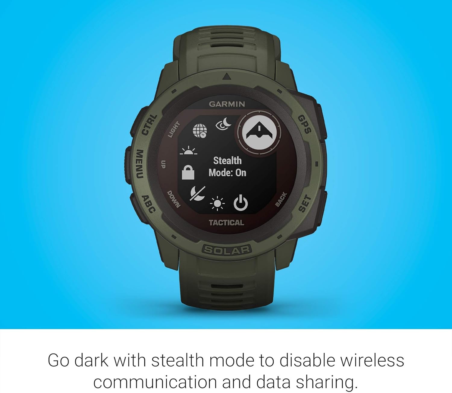Garmin Instinct Solar Tactical, Solar-Powered Rugged Outdoor Smartwatch with Tactical Features, Built-in Sports Apps and Health Monitoring, Moss Green (Renewed)