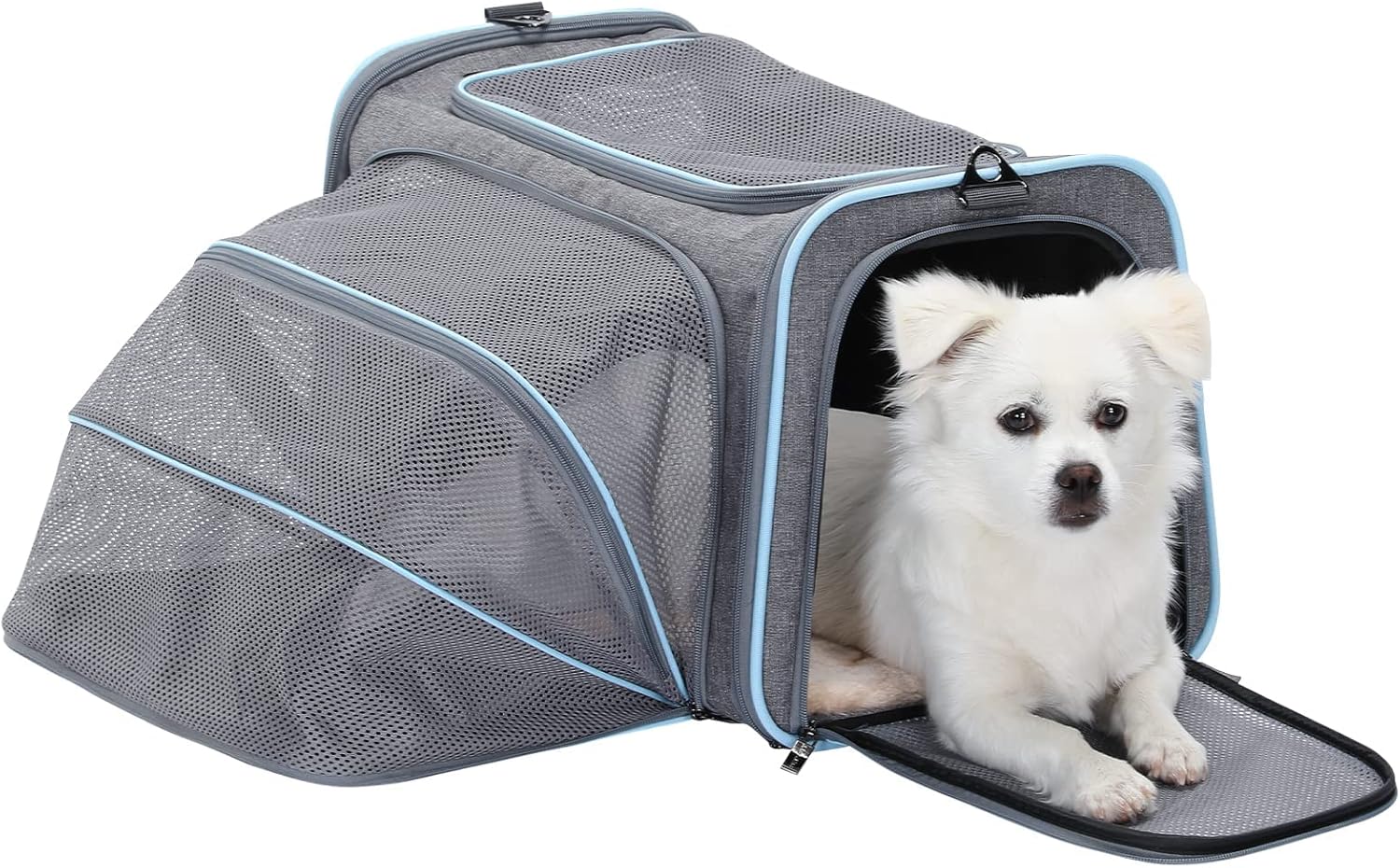 Petsfit Expandable Cat Carrier Dog Carriers,Airline Approved Soft-Sided Portable Pet Travel Washable Carrier for Kittens,Puppies,Removable Soft Plush mat and Pockets,Locking Safety Zippers