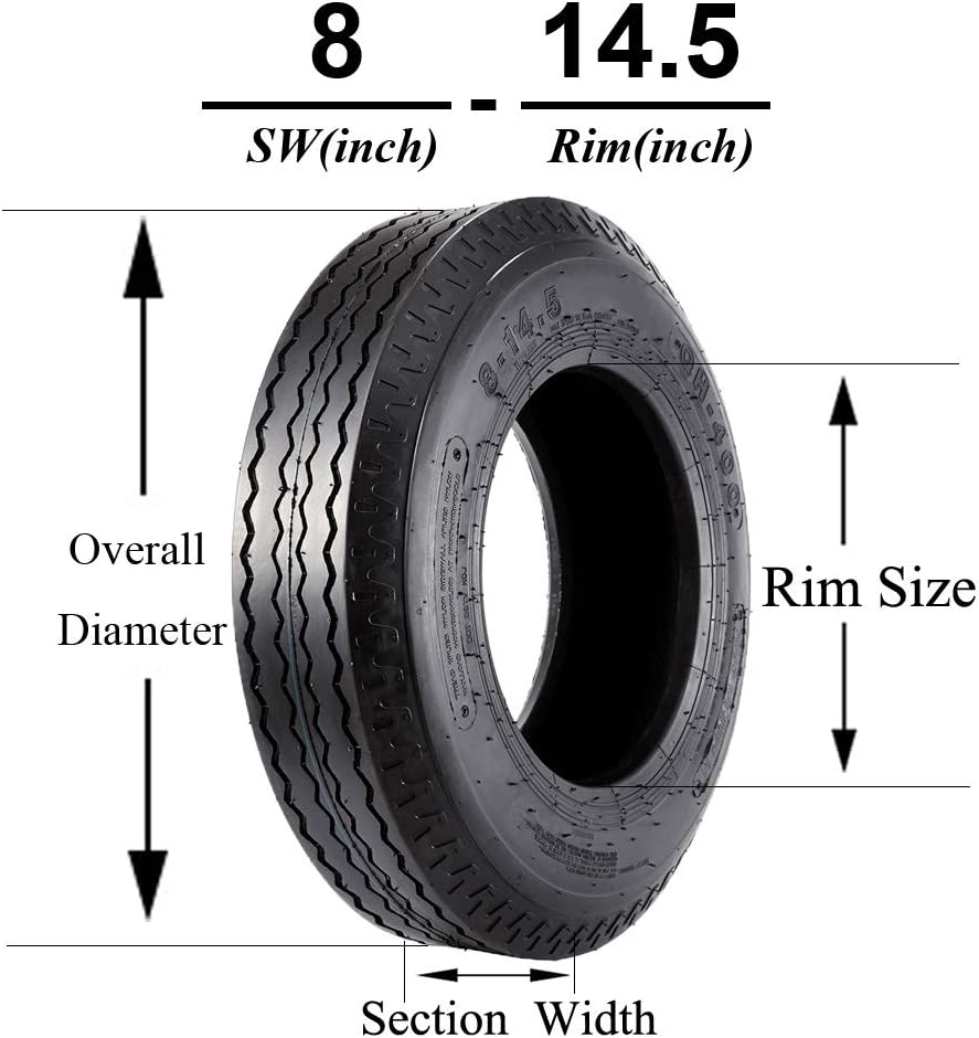 Set of 2 Heavy Duty Highway Trailer Tires 8-14.5 Load Range G 8x14.5 8-14.5 Motor Mobile Home Tire, 14PR