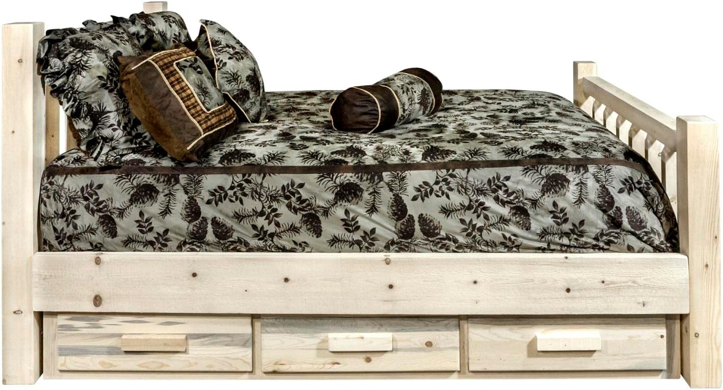 Montana Woodworks Homestead Collection Twin Bed with Storage, Clear Lacquer Finish