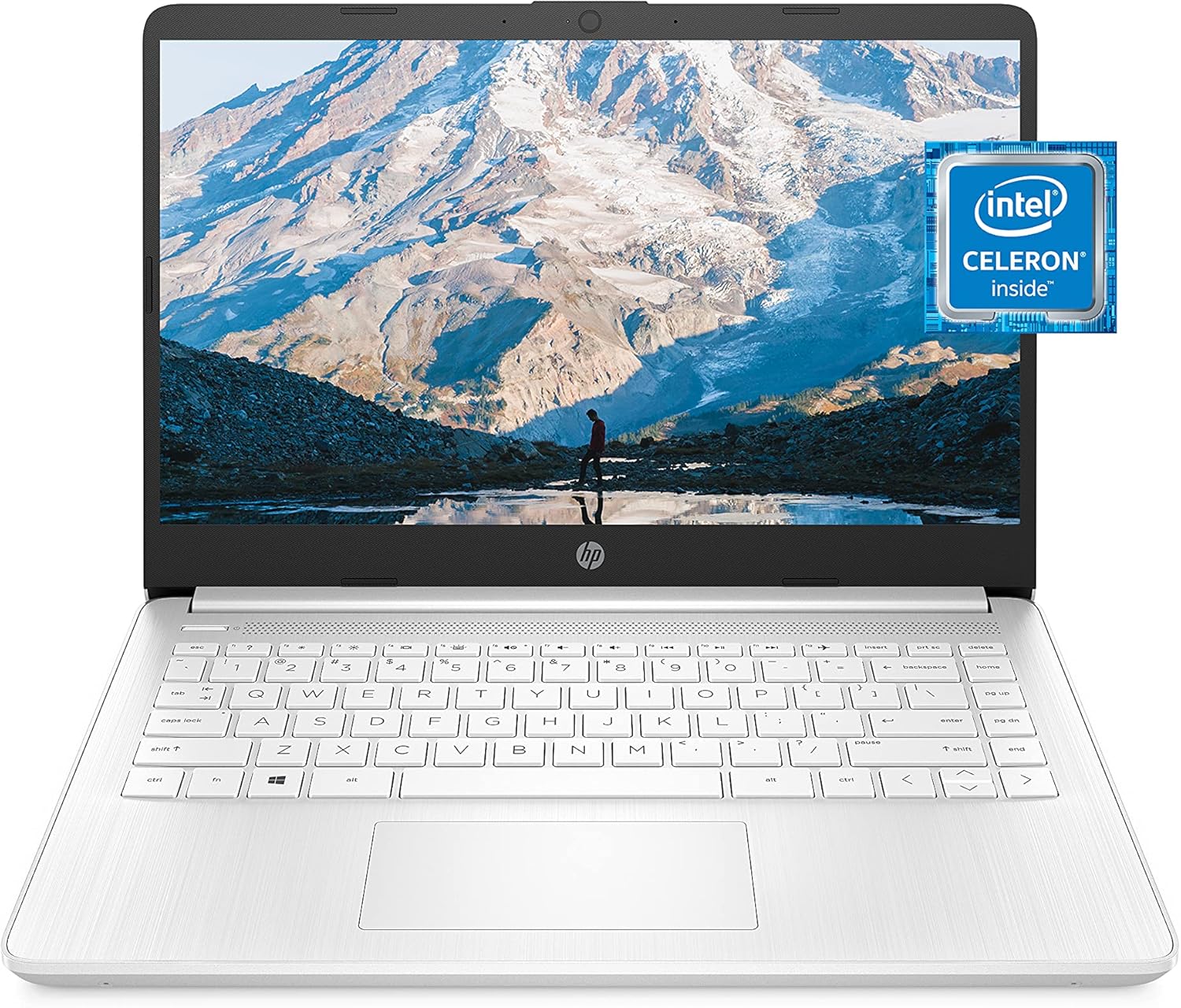 HP 14 Laptop, Intel Celeron N4020, 4 GB RAM, 64 GB Storage, 14-inch Micro-edge HD Display, Windows 10 Home, Thin & Portable, 4K Graphics, (14-dq0040nr, Snowflake White) (Renewed)