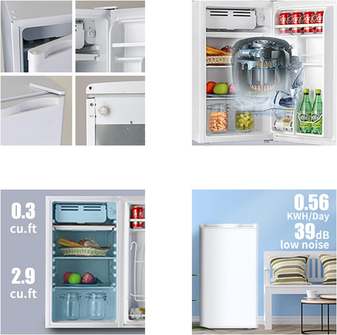 3.2 Cu. Ft Mini Refrigerator Small Drink Food Storage Machine Compact Refrigerator for Dorm, Garage, Camper, Basement or Office, Single Door Mini Fridge, White