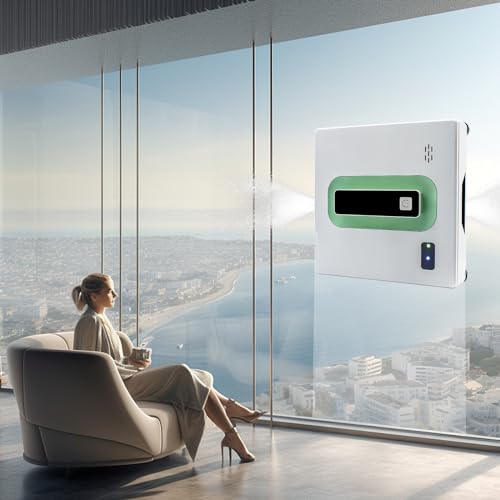 Window Cleaning Robot with Ultra-Thin 5600PA Auto Dual Two-Way Water Jet Model Glass Cleaning Automatic Smart Robot Cleaner Window Vacuum Cleaner Tiles/Class Door Indoor