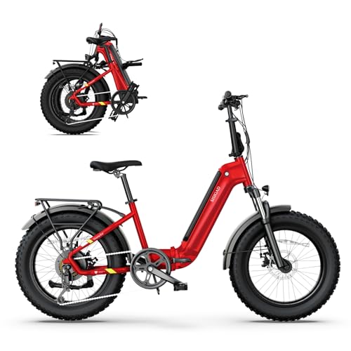 SISIGAD Folding Electric Bike,Ebike,20"x 4" Fat Tire Ebike,750w Motor Peak 1500w,48V 15Ah Removable Battery,40Miles Range 28Mph,7-Speed Gear,City Ebike for Men Women