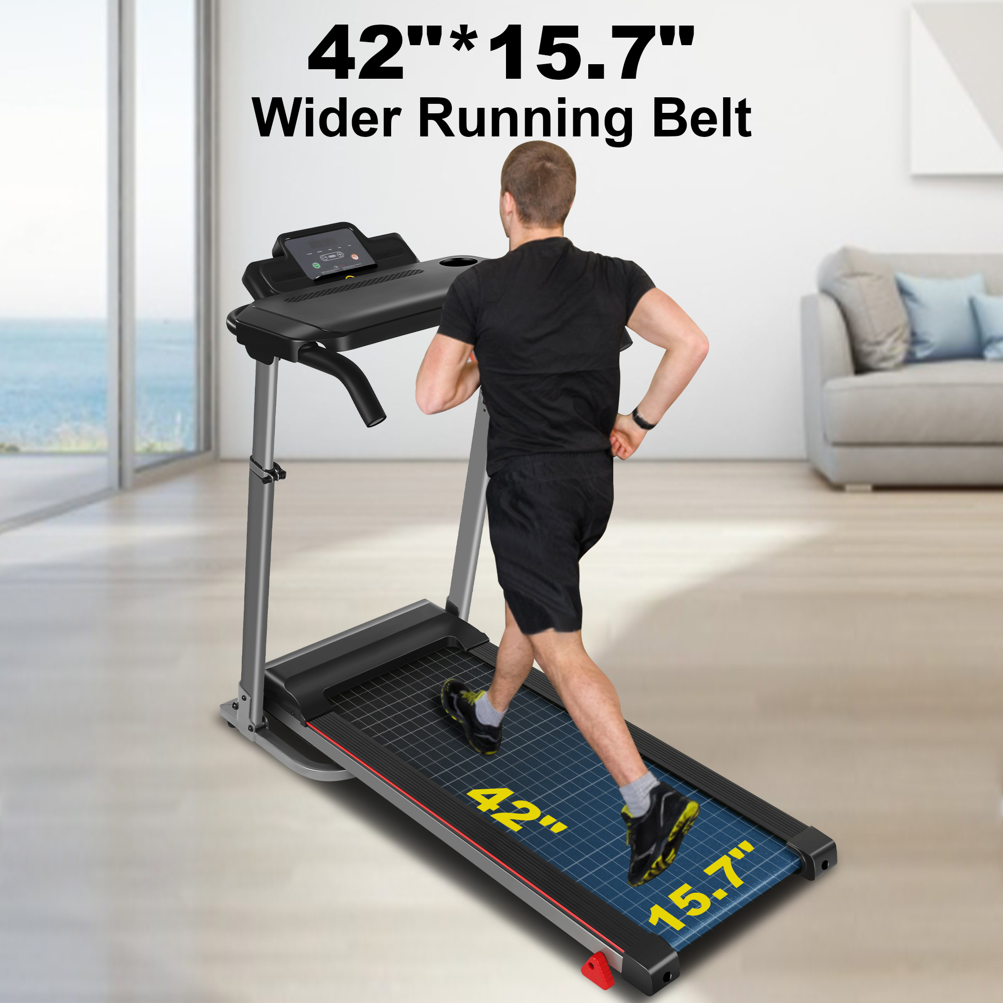 300Lbs Treadmill with Desk - 2.5 HP Portable Folding Treadmill for Home, Running Machine with Incline（Gray）