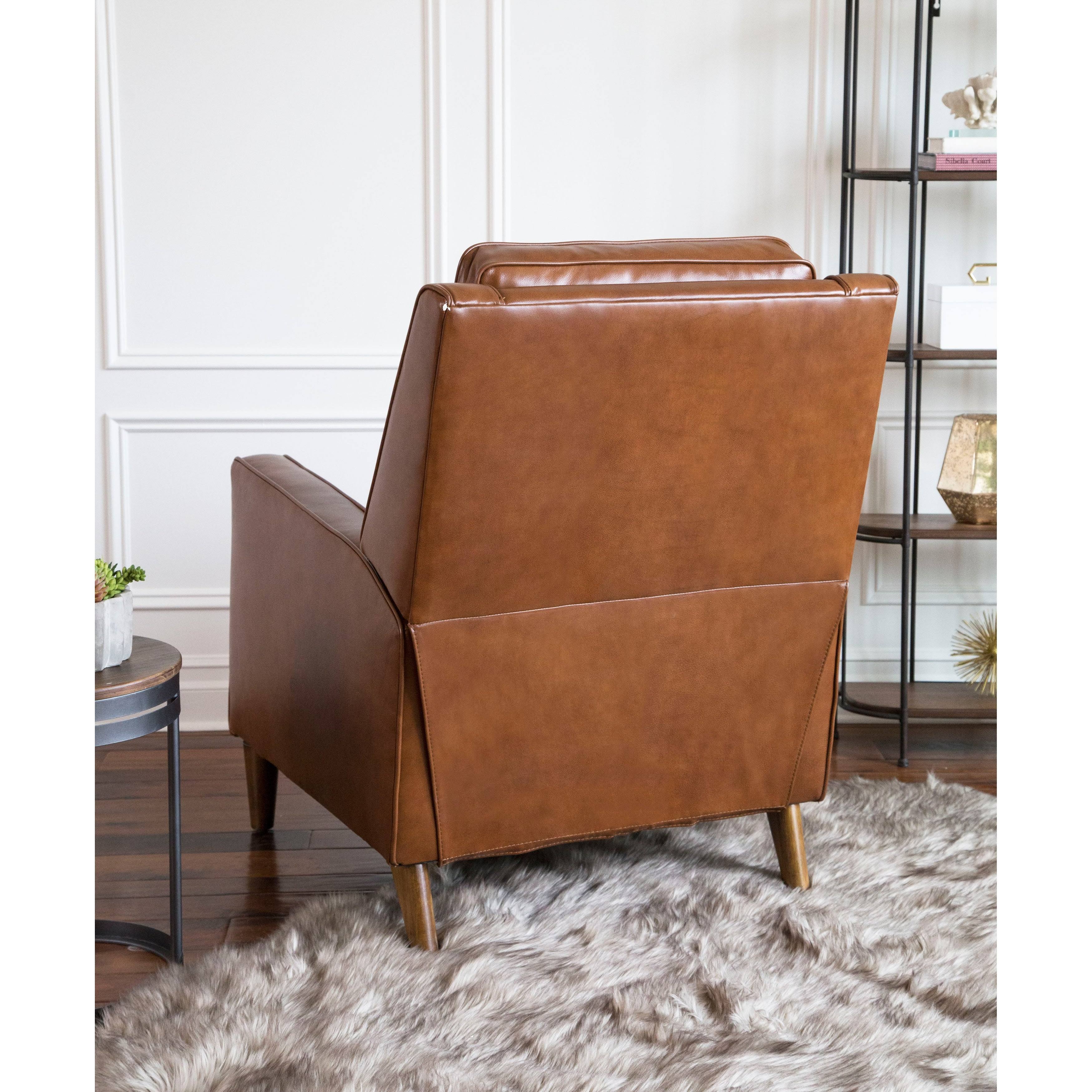 Abbyson Holloway Mid Century Top Grain Leather Pushback Recliner