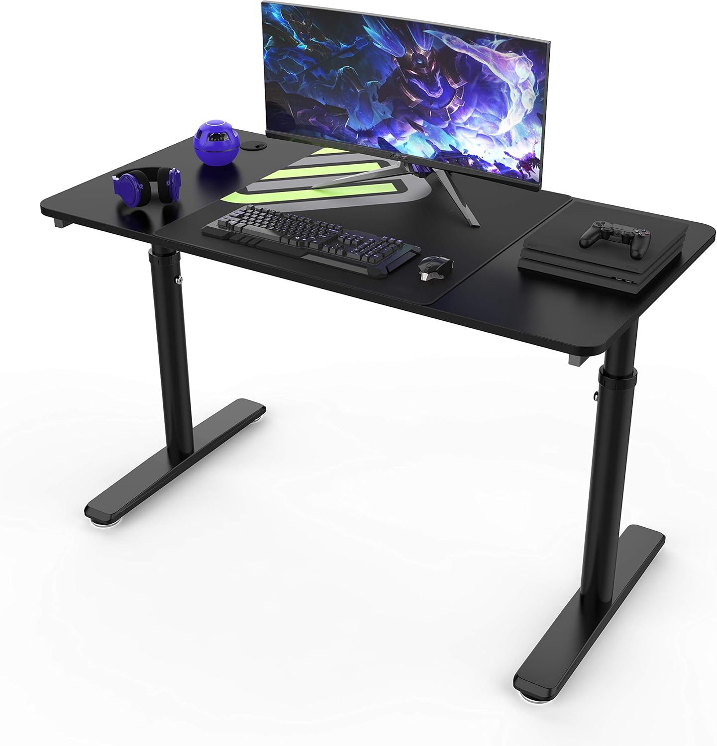 It's_Organized 60 inch Gaming Computer Desk,T-Shaped PC Laptop Table Workstation with Large Mouse Pad,Ample Space Home Office Study Writing Desk with Carbon Fiber Surface,Easy to Assemble,Black