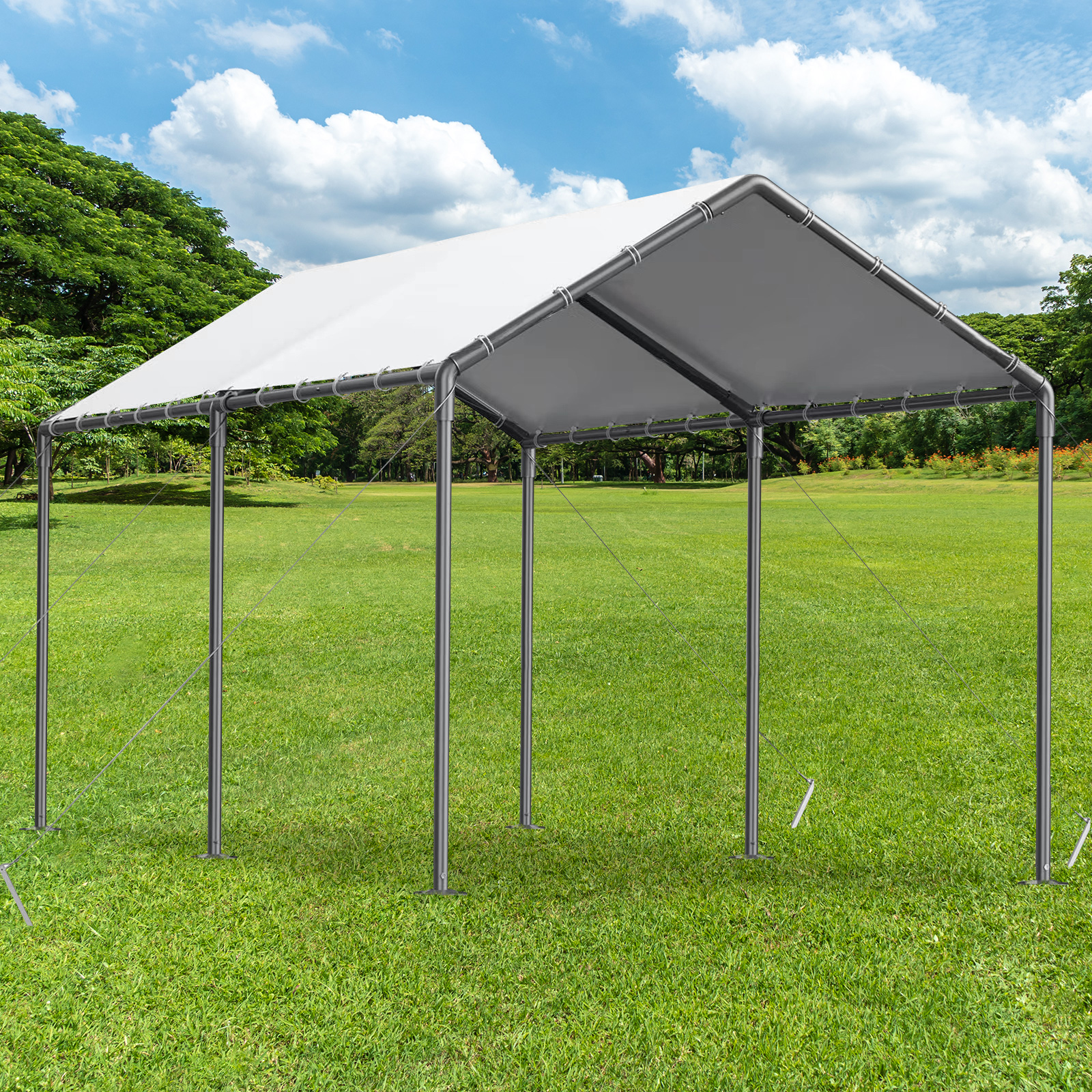 GaildonCarport 10 x 20Ft Upgraded Heavy Duty Carport with Steel Wire Rope Portable Garage for Truck Boat Car Canopy with All-Season Tarp (White)