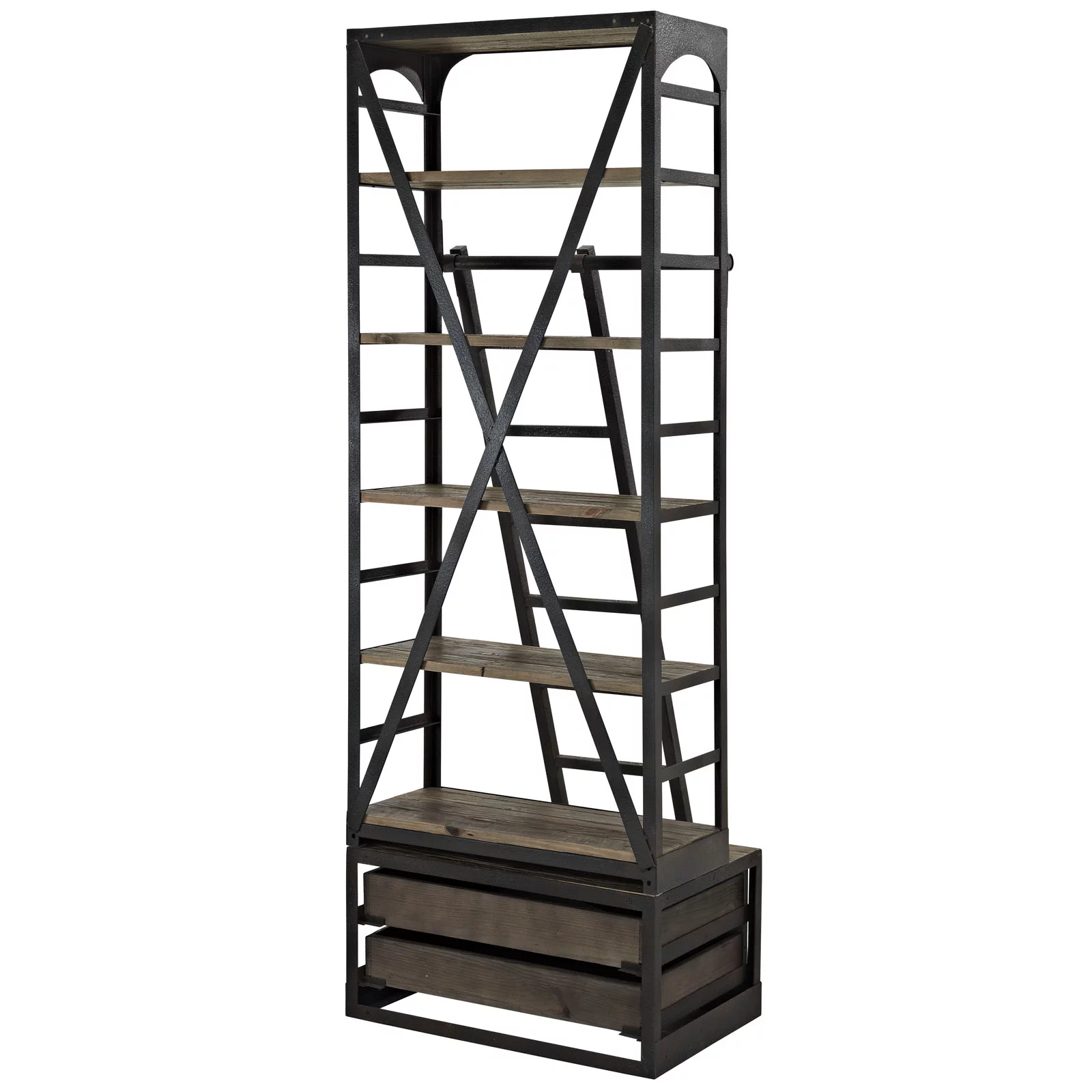 Industrial Modern Contemporary Living Room Wood Metal Stand Brown