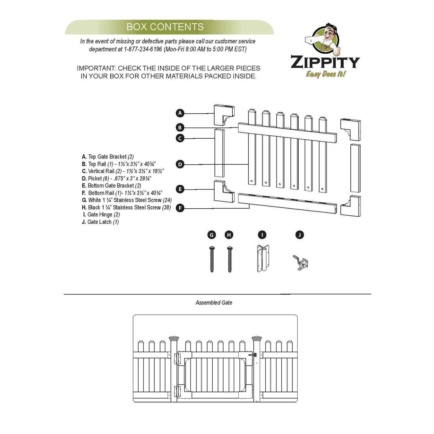 Zippity Outdoor Products Newport Vinyl Picket Gate - Shop Hardware Tools Online Store