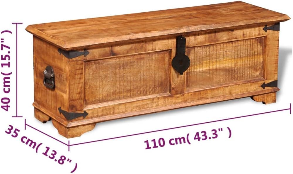 Wooden Storage Chest, Solid Wood Storage Chest Rustic Wood Treasure Box, Sturdy Large Storage Trunk for Living Room, Bedroom 43.3" x 13.8" x 15.7" -AA