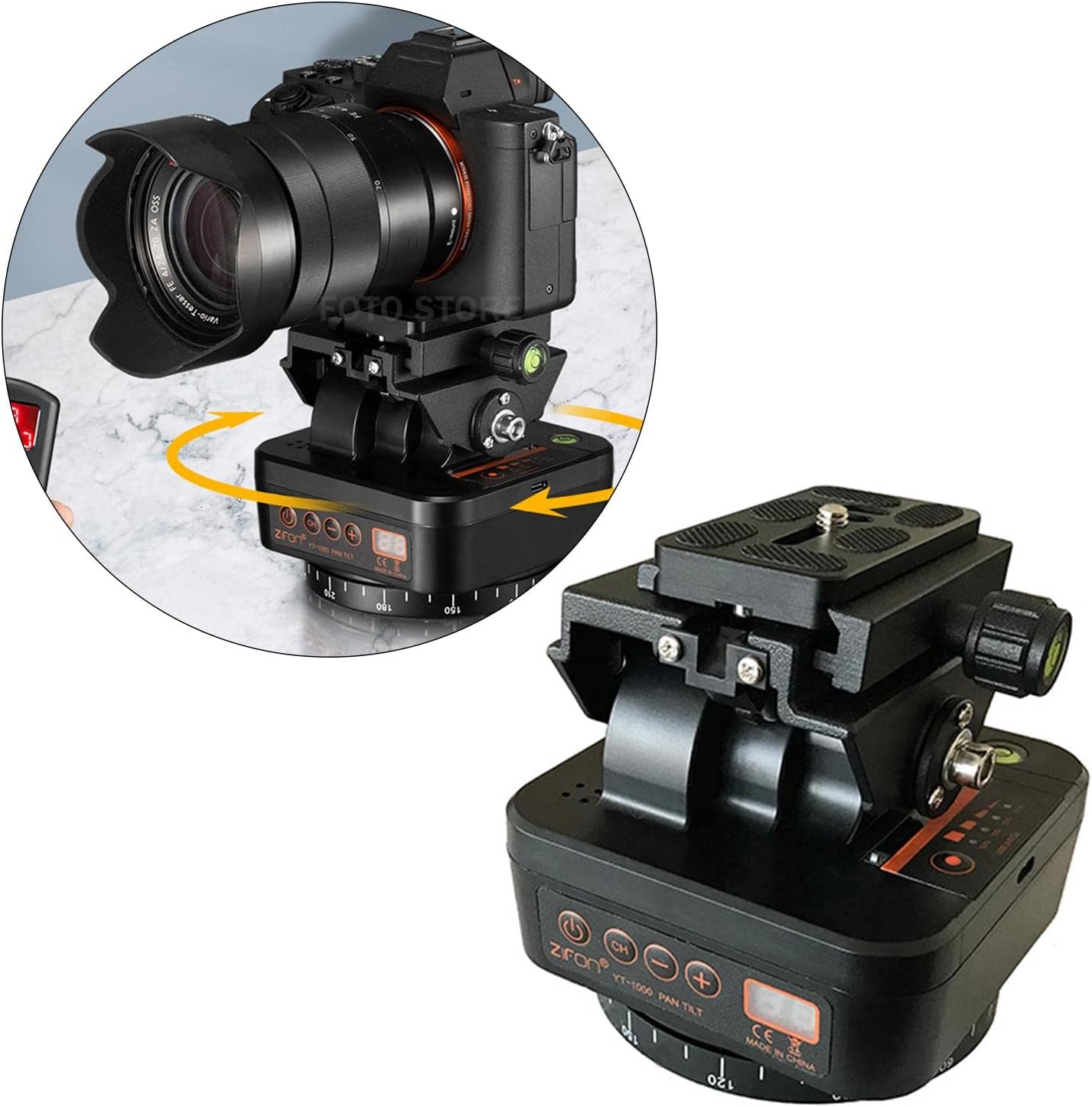 Homyl Motorized Panoramic Tripod Head with Variable Speed, Time and Direction- Perfect DSLR Cameras Smartphone Timelapse Rotator