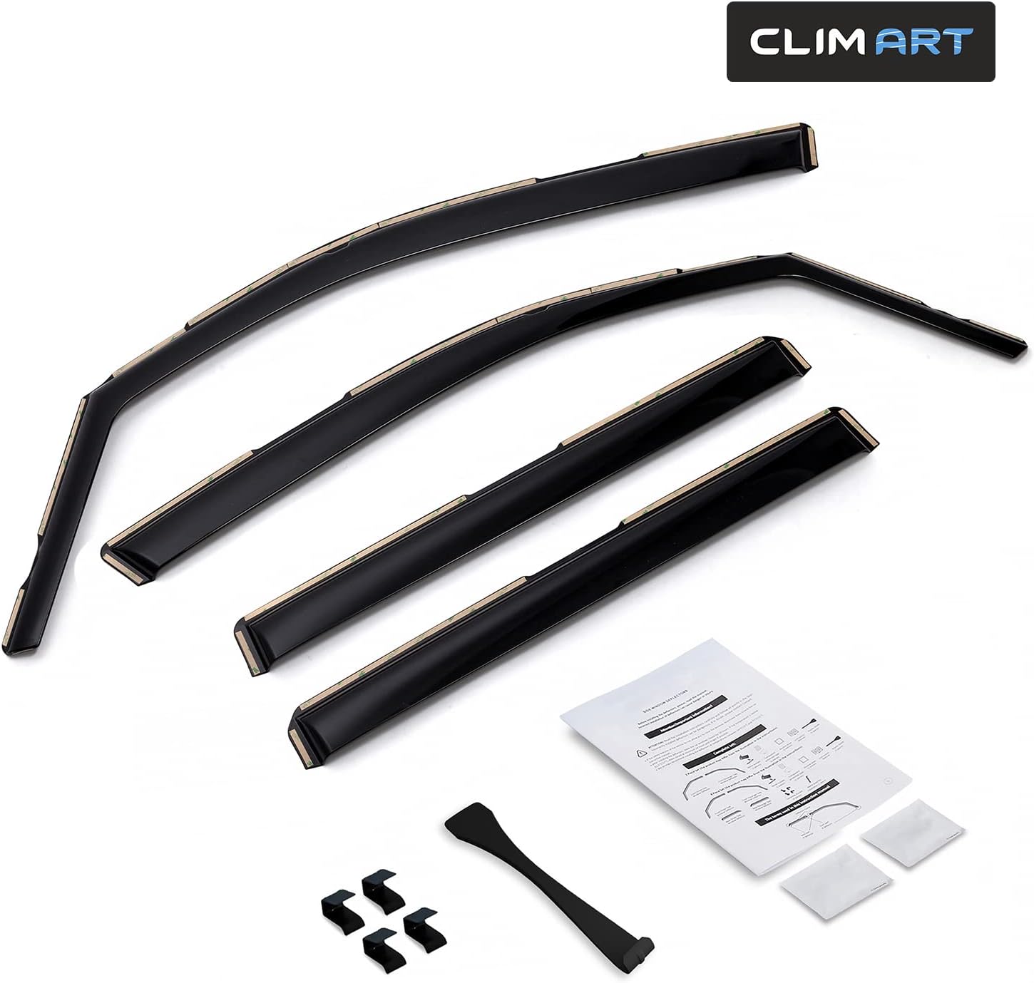 CLIM ART in-Channel Incredibly Durable Rain Guards for Honda Pilot 2016-2022, Original Window Deflectors, Vent Deflector, Vent Window Visors, Dark Smoke Car Accessories, 4pcs - 616166 Pack of 2