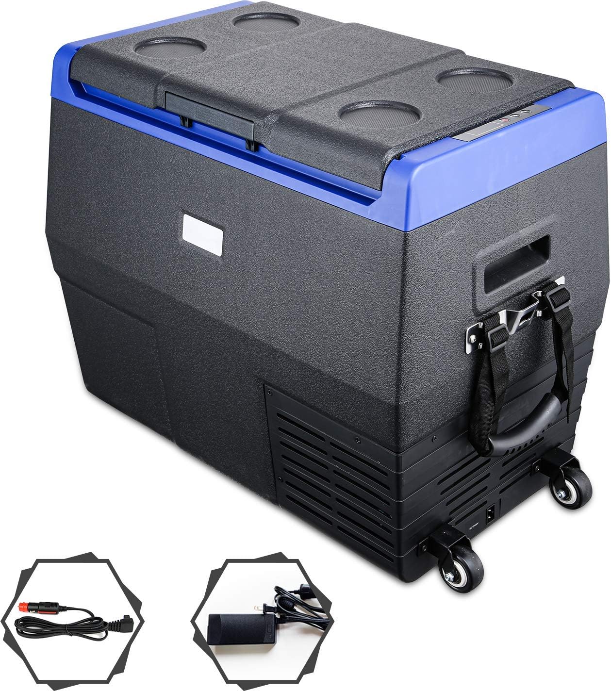Portable Fridge Freezer, 12 Volt Refrigerator, -4℉-68℉, Electric Cooler with wheels for Car and Home, DC 12/24V, AC 110V, Car Refrigerator Compact Refrigerator for Travel, Camping, Road Trip, RV (TC35+AC adapter)