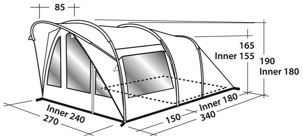 Easy Camp Hurricane 300 Inflatable Tunnel Tent - 3 Person, 2 Rooms, Light/Dark Blue, 120253