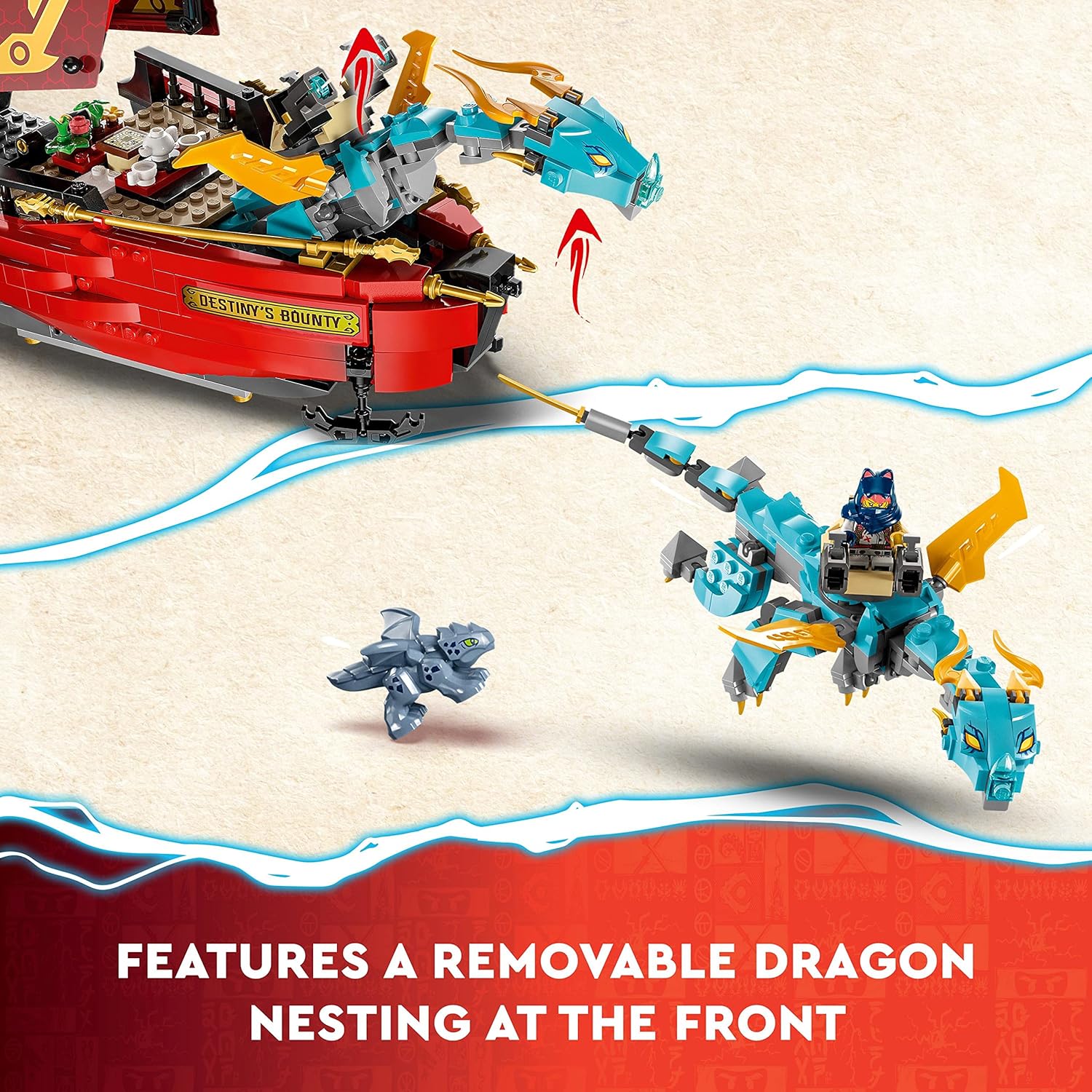 LEGO Ninjago 71797 Aerial Battleship Bounty Toy Blocks, Present, Ninja, Carrot, Vehicle, Nori, Boys, 9 Years Old and Up