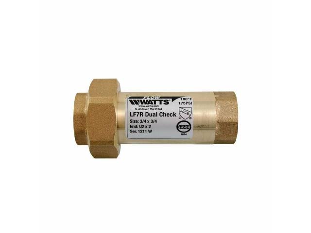 Watts LF7RU2-2 Lead-Free Brass MPT Dual Check Valve, 3/4-Inch, 1-Piece