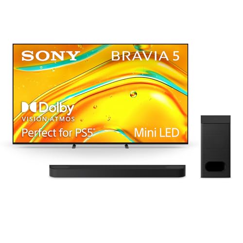 Sony BRAVIA 5 65 Inch TV, Mini LED, 4K Smart Google TV, XR Processor with AI Technology,120hz Television with Dolby Vision/Atmos, Exclusive Features for PlayStation?5, K-65XR50, 2025 Model