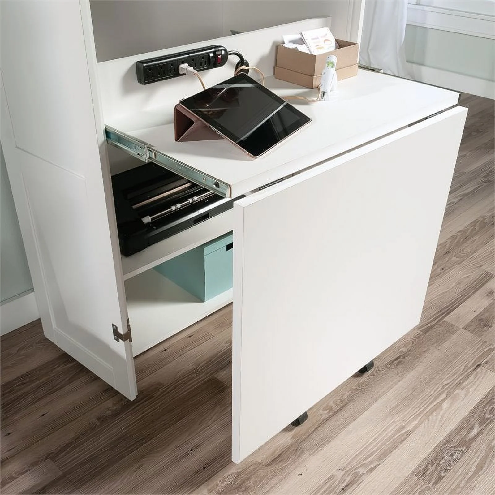 Pemberly Row Modern Engineered Wood Multi-Purpose Storage Craft Armoire in White - Curated Treasures Market
