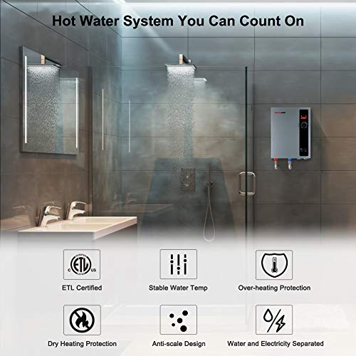 Tankless Water Heater Electric, thermomate On Demand Instant Endless Hot Water Heater, Digital Temperature Display for Residential Whole House Shower…