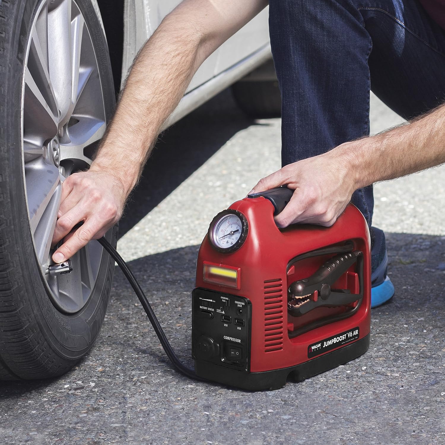 Wagan EL7550 Jumpboost V6 AIR - Battery Jump Starter Portable Power Supply, Air Compressor, Battery bank and Tire Inflator
