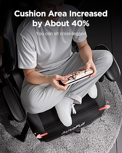 AutoFull C3 Gaming Chair Computer Chair with Ergonomic Wingless Cushion PU Leather Racing Style PC Chair with Footrest and Lumbar Support Pillow（Whirlwind）