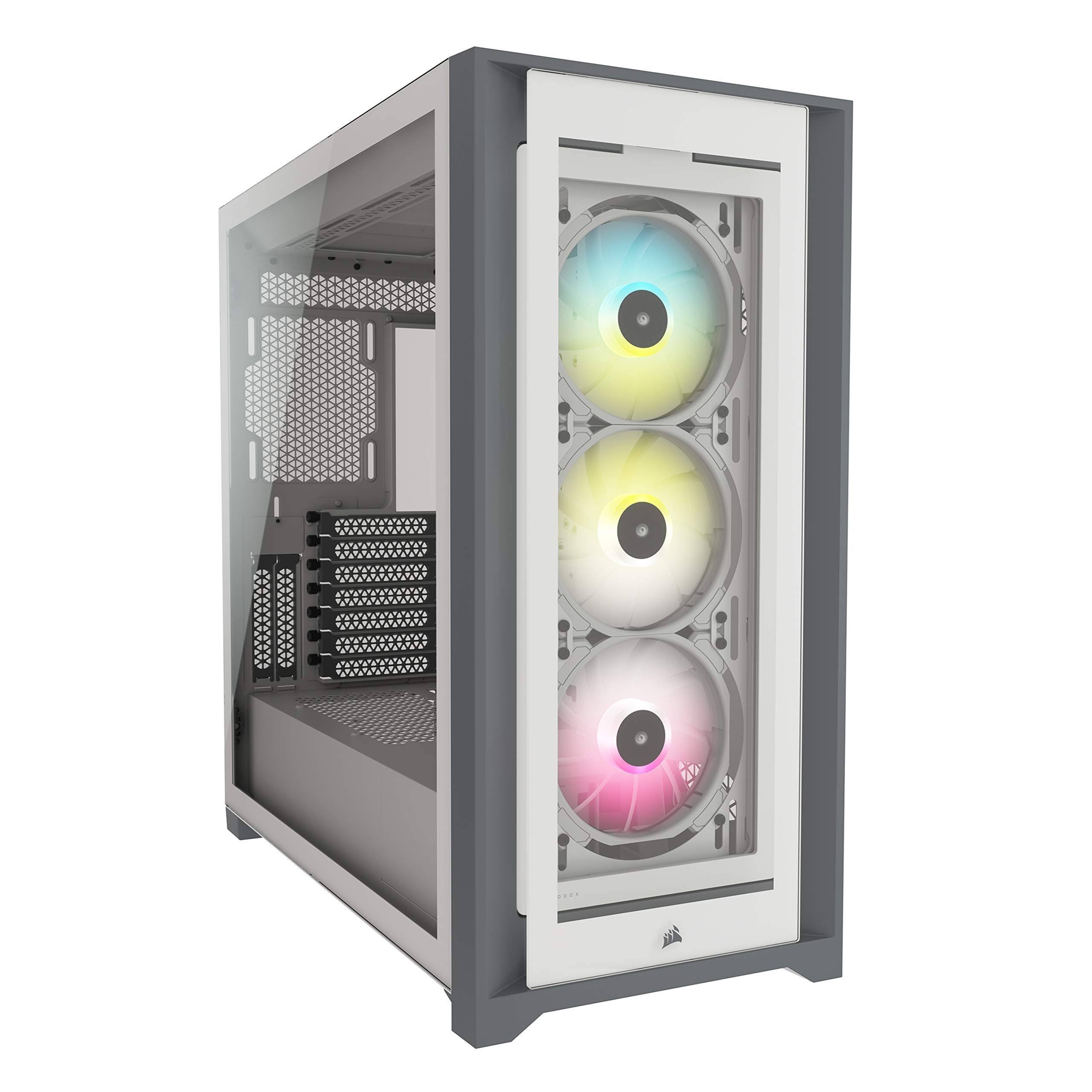 Corsair iCUE 5000X RGB Tempered Glass Mid-Tower ATX PC Smart Case - White