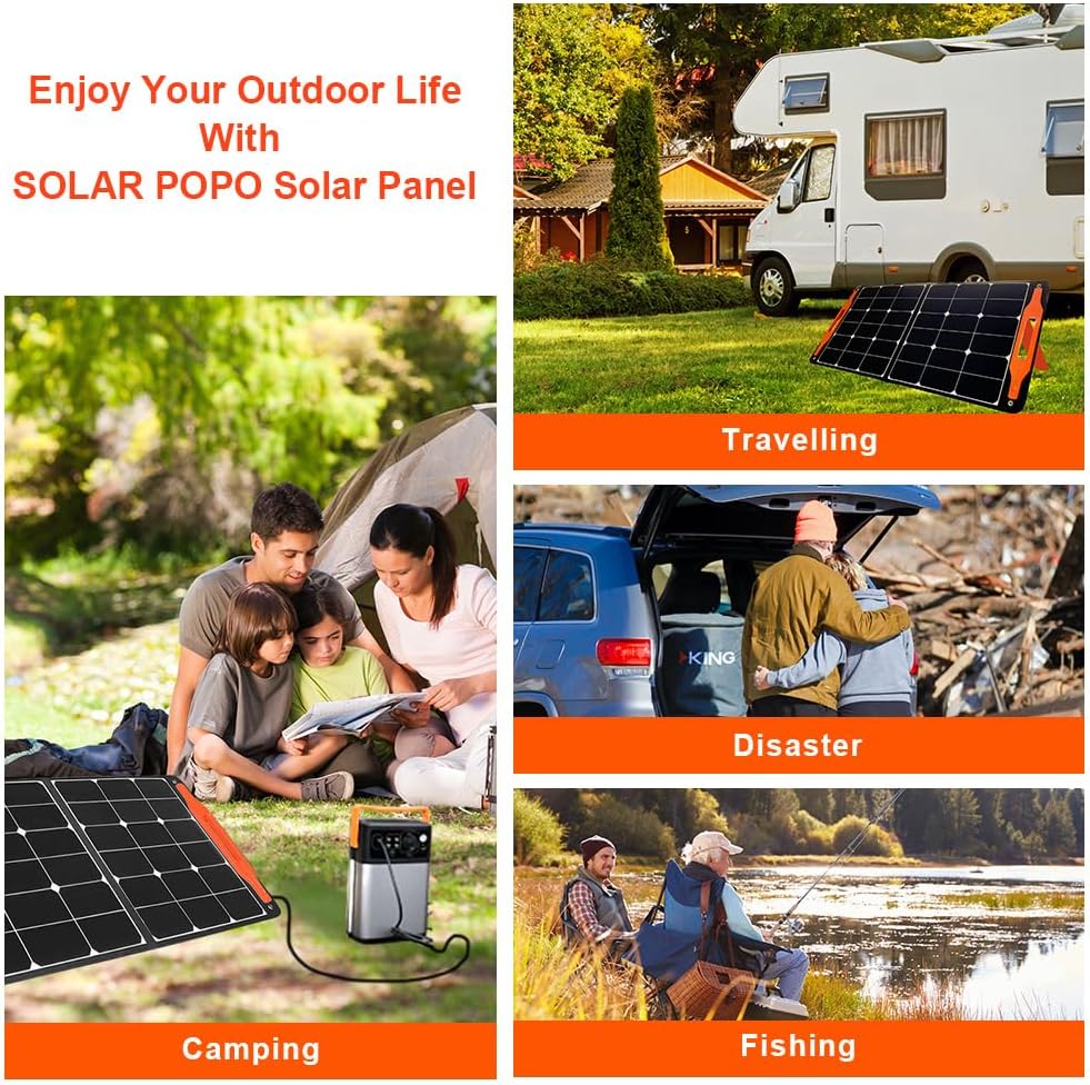 100W Portable Solar Panel Foldable Solar Panel Charger US Solar Cells with USB Outputs for Power Station Generator Phones Tablets Outdoor Camping RV Trips Adventures