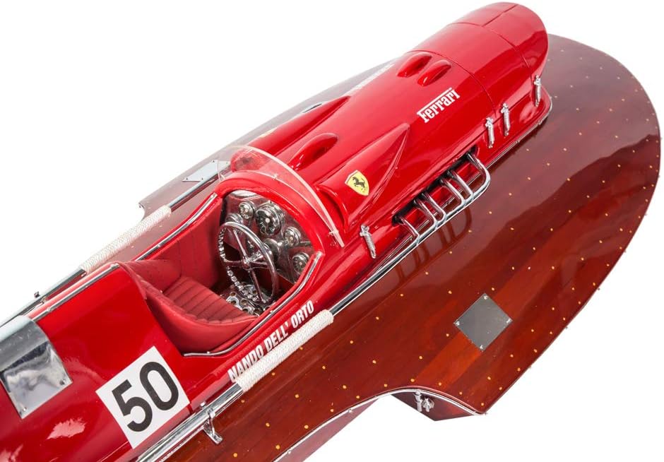 Seacraft Gallery Ferrari Hydroplane Model Speed Boat 19.7" - Handcrafted wood boat decor - Wooden Decor toy boat - Wooden Model Ships - Wooden Toy Model Boat - Italian model display -Wooden model ship
