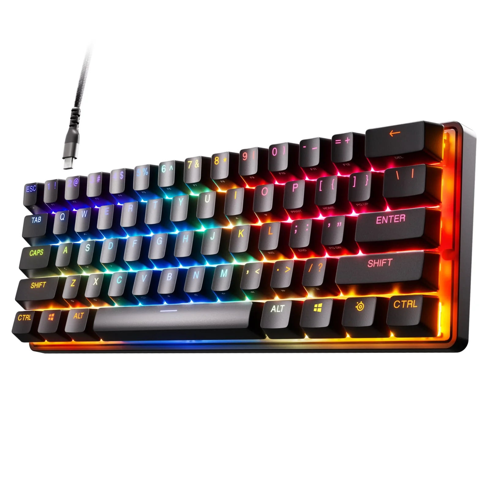 SteelSeries - Apex 9 Mini 60% Wired OptiPoint Adjustable Actuation Switch Gaming Keyboard with RGB Lighting - Black