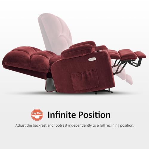 MCombo Large Dual Motor Power Lift Recliner Chair for Elderly, Massage and Heat, Lay Flat, Zero Gravity, Home Button, USB Port, Fabric 7680 (Large, Beige)