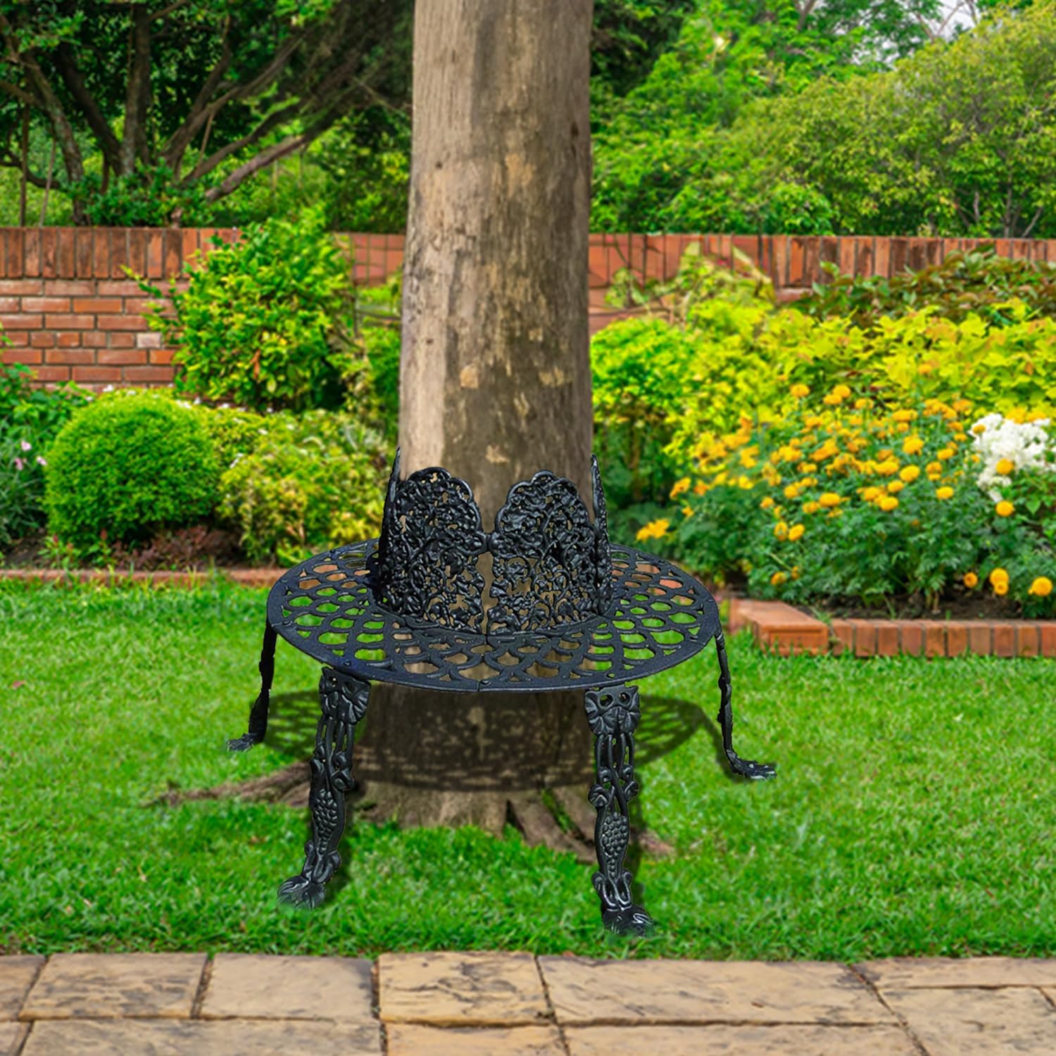 The King's Bay Victorian Tree Surround Vintage Replica Garden Furniture Old Style Outdoor Bench