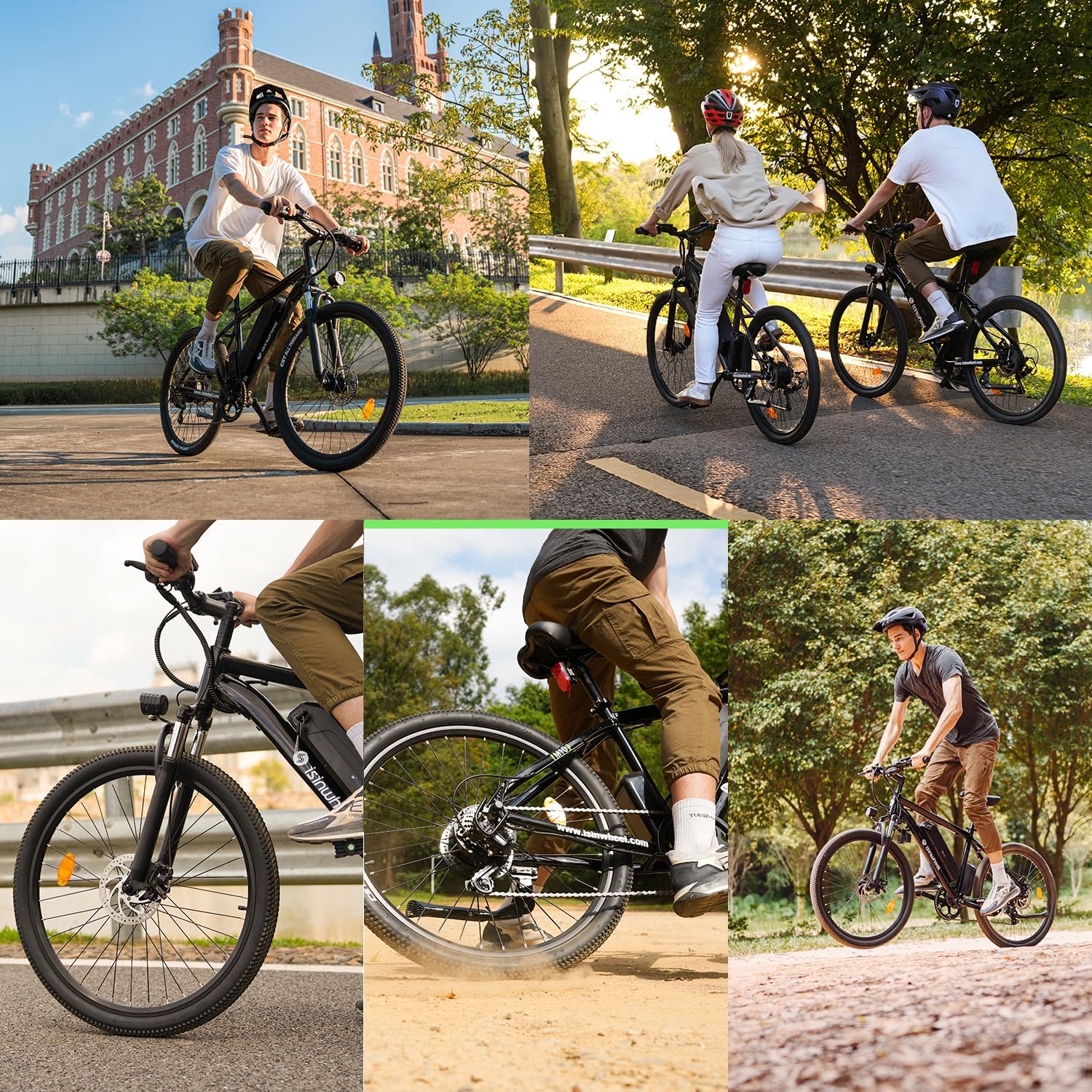 isinwheel M10 Electric Bike for Adults with 374.4Wh Removable Battery, 46Miles 20MPH Commuting Electric Mountain Bike with 500W Brushless Motor, 35 Speed, 26" Tires and Front Fork Suspensio