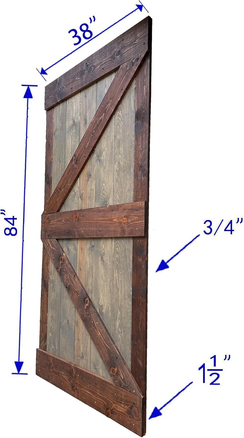 28/36/38/42inx 84in K Series Knotty Pine Wood Interior Sliding Barn Door Slab (38in.X84in., Brown/Walnut)