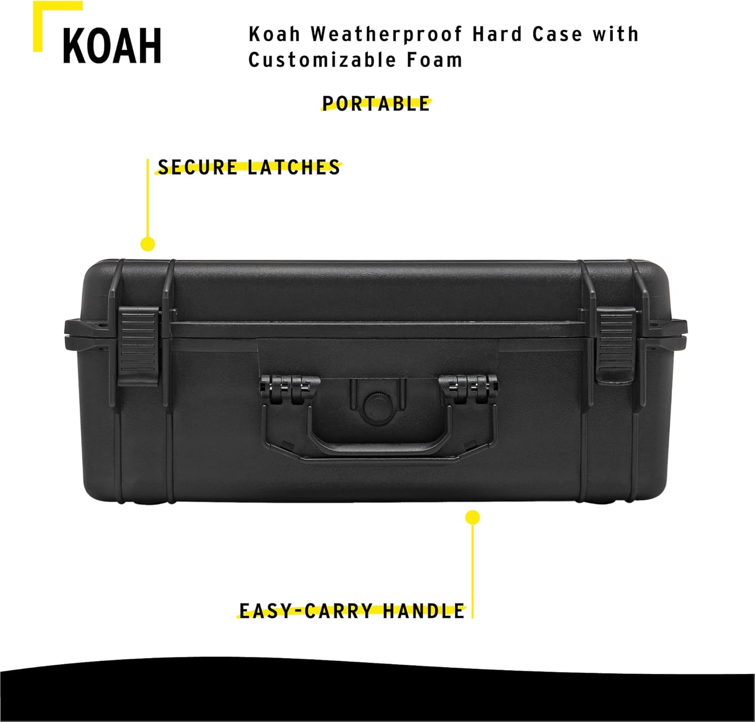 Koah Weatherproof Hard Case with Customizable Foam (22.4 x 16.7 x 8.5 Inch Outer, 19.9 x 13.9 x 7.6 Inner)