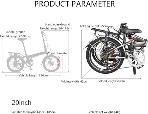 Folding Bicycle Lightweight Alloy Folding City Bike Bicycle, Foldable Bicycle Small Unisex Folding Bicycle 7-Speed Variable Speed, Adult Portable Bicycle City Bicycle