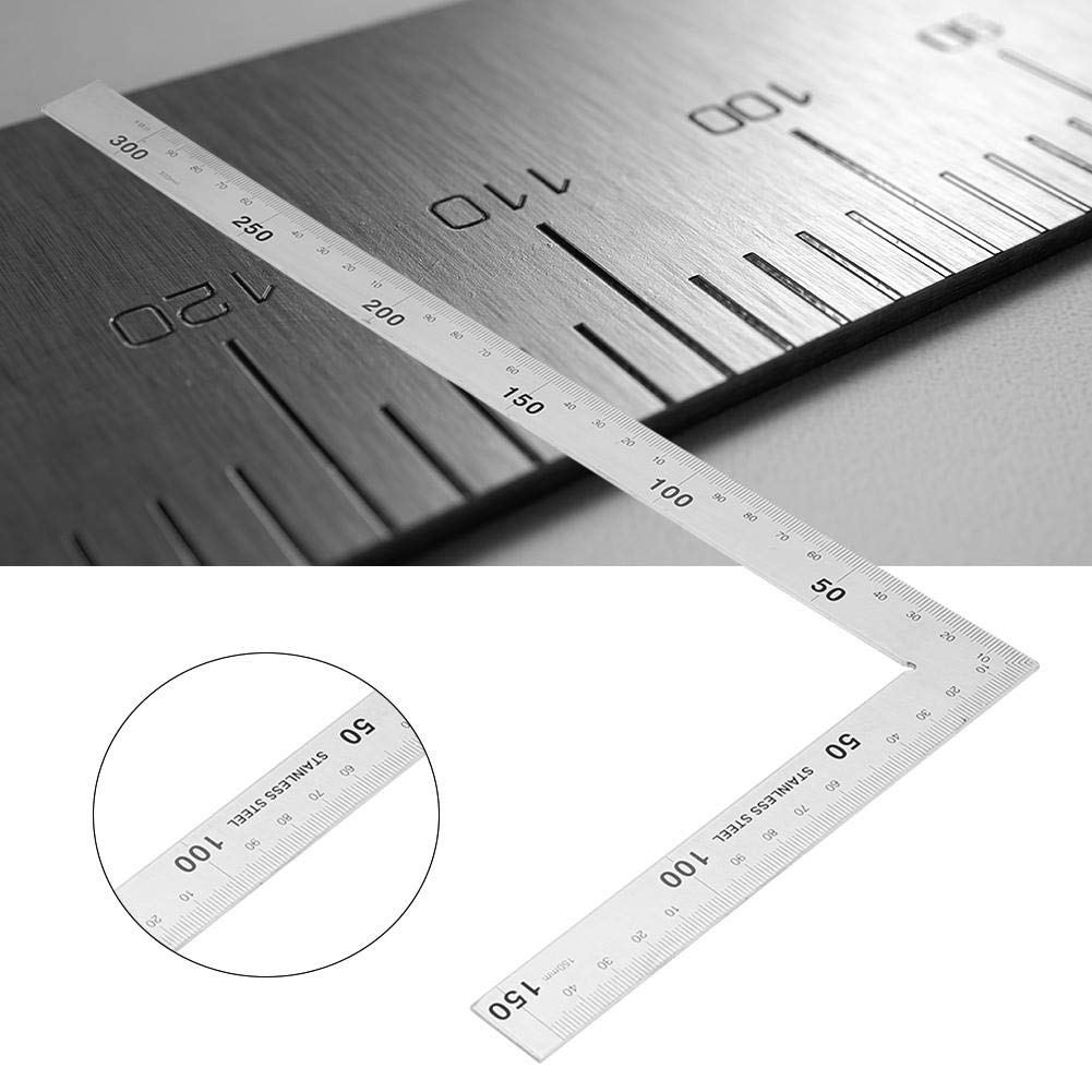 L-Shaped Framing Square Stainless Steel 90 Degree Right Angle Square Ruler Carpenter��s Square Metal Measurement Square Tool(300mm150mm)