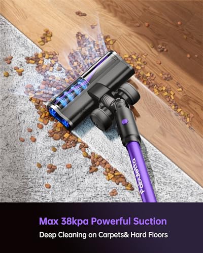 FABULETTA Vacuum Cleaners for Home, 38Kpa Cordless Vacuum Cleaner with 500W Brushless Motor, 6 in 1 Lightweight Stick Vacuum Up to 55 Mins Runtime, Great for Pet Hair/Carpet/Hard Floor, Deep Blue