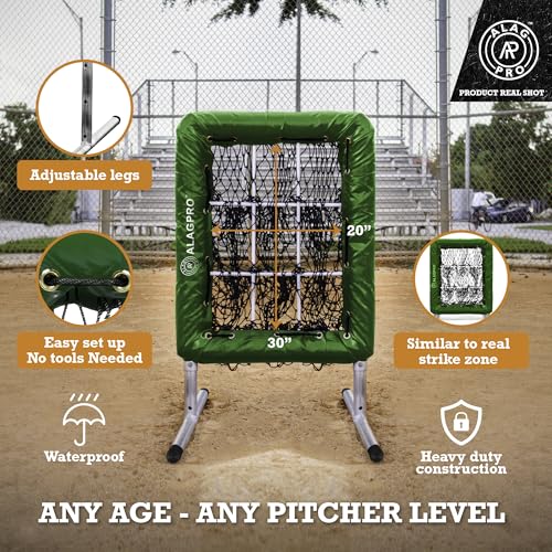 ALAGPRO® The Original 9 Hole Pitching Net with Strike Zone Pocket | Pitching Target for Baseball & Softball Pitchers