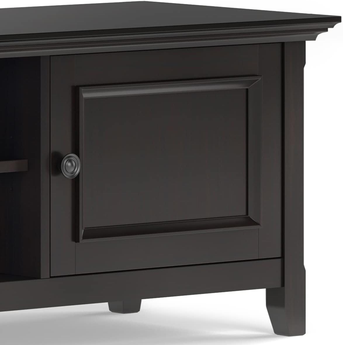 SIMPLIHOME Amherst SOLID WOOD Wide Transitional Media Stand for TVs up to 80 inches for The Living Room and Entertainment Center, 72 inch, Hickory Brown