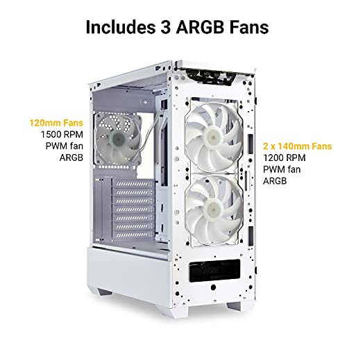 LIAN LI High Airflow Mid-Tower ATX PC Case with RGB Fans, Tempered Glass Side Panel, USB-C Port (LANCOOL 205 MESH C, White)